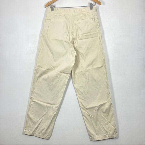 Uniqlo U Cream Beige Flat Front Pockets 100% Cotton Pants Women’s US 10 - Picture 2 of 16